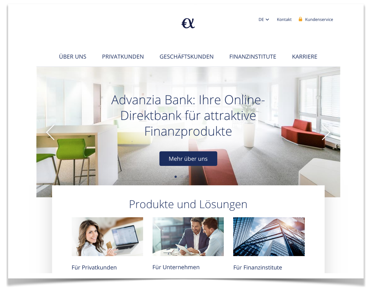 Advanzia Bank Website