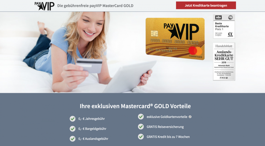 payVIP Mastercard Gold Angebot