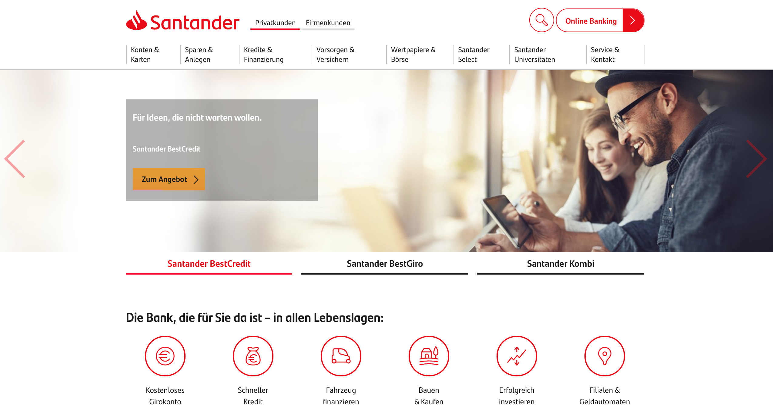 Santander Consumer Bank Website